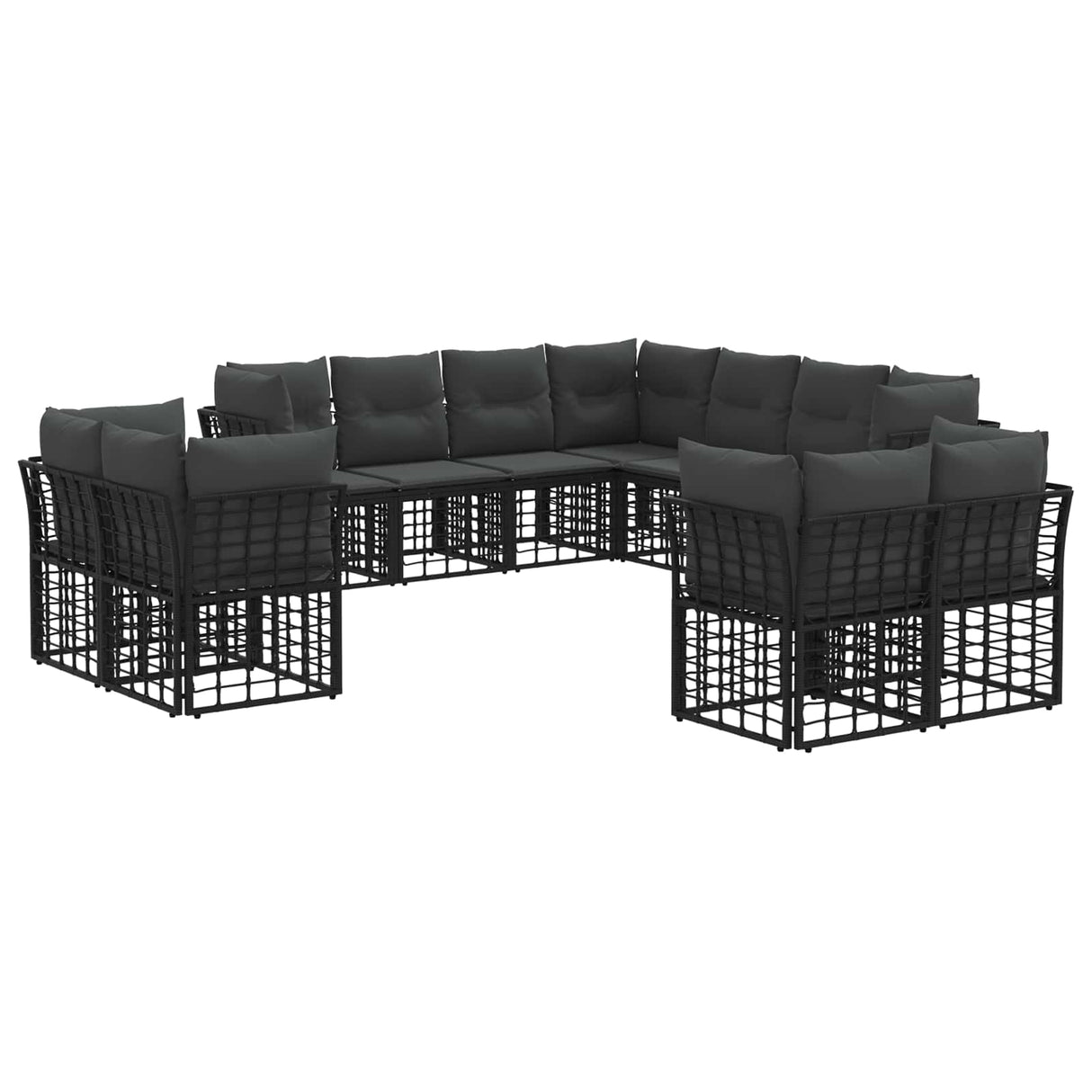 vidaXL Outdoor Sofa Set Black and Dark Grey Polyester