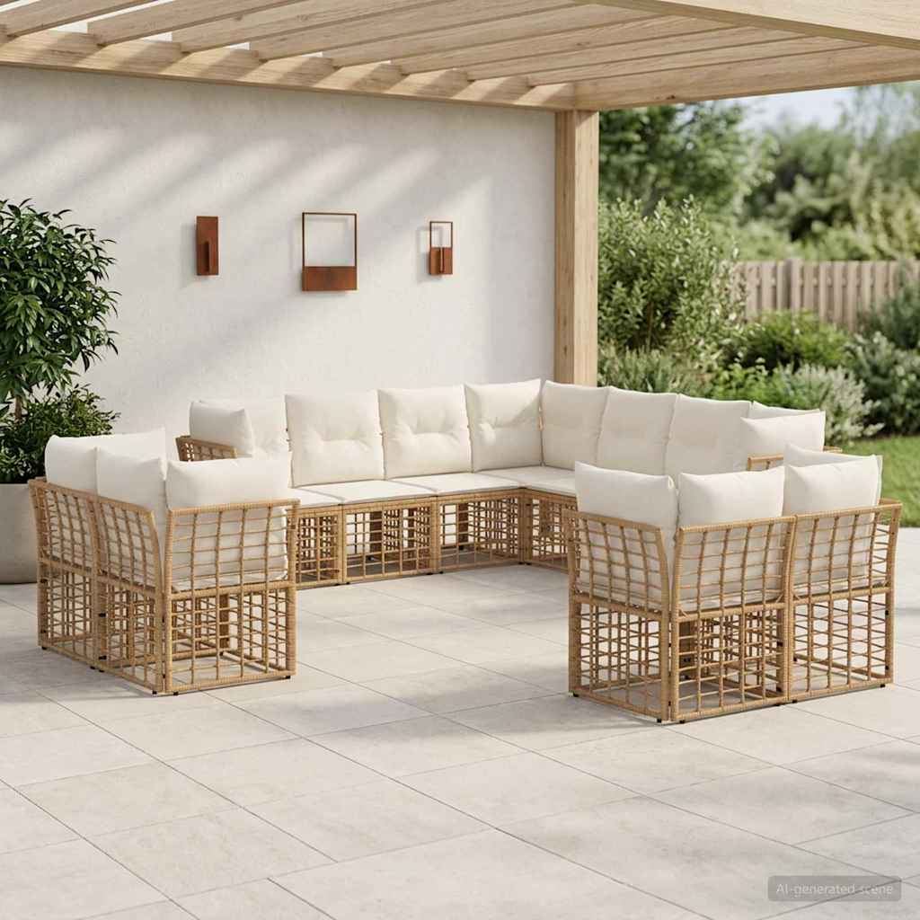 vidaXL Outdoor Sofa Set Black and Dark Grey Polyester