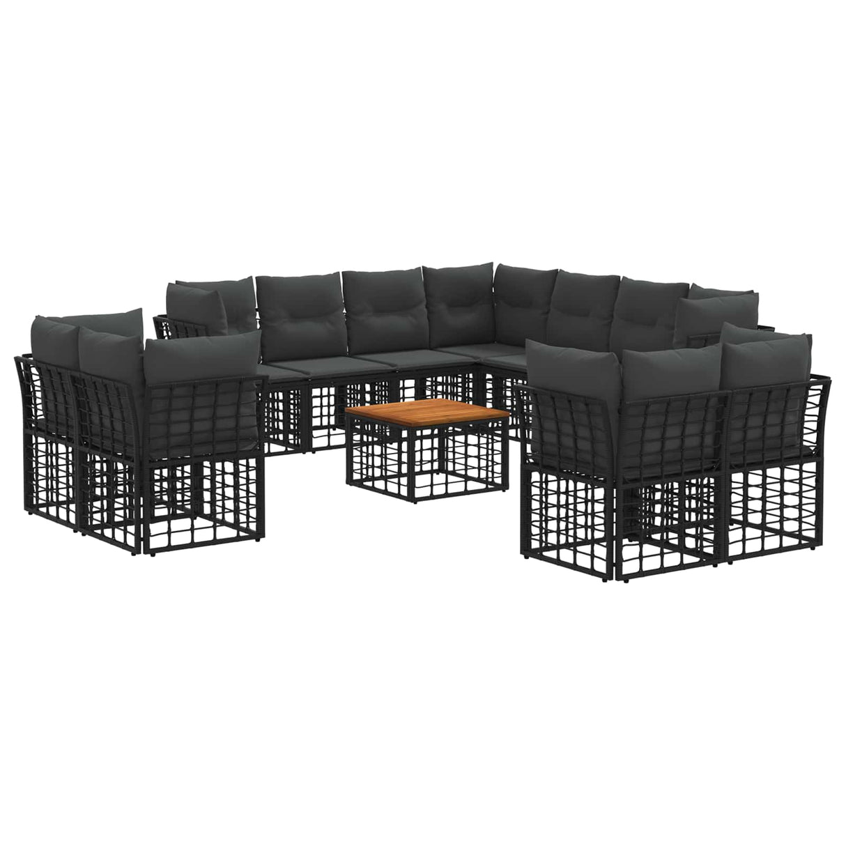 vidaXL Outdoor Sofa Set Black and Dark Grey Polyester