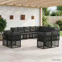 vidaXL Outdoor Sofa Set Black and Dark Grey Polyester