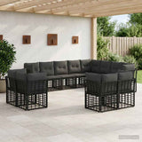 vidaXL Outdoor Sofa Set Black and Dark Grey Polyester