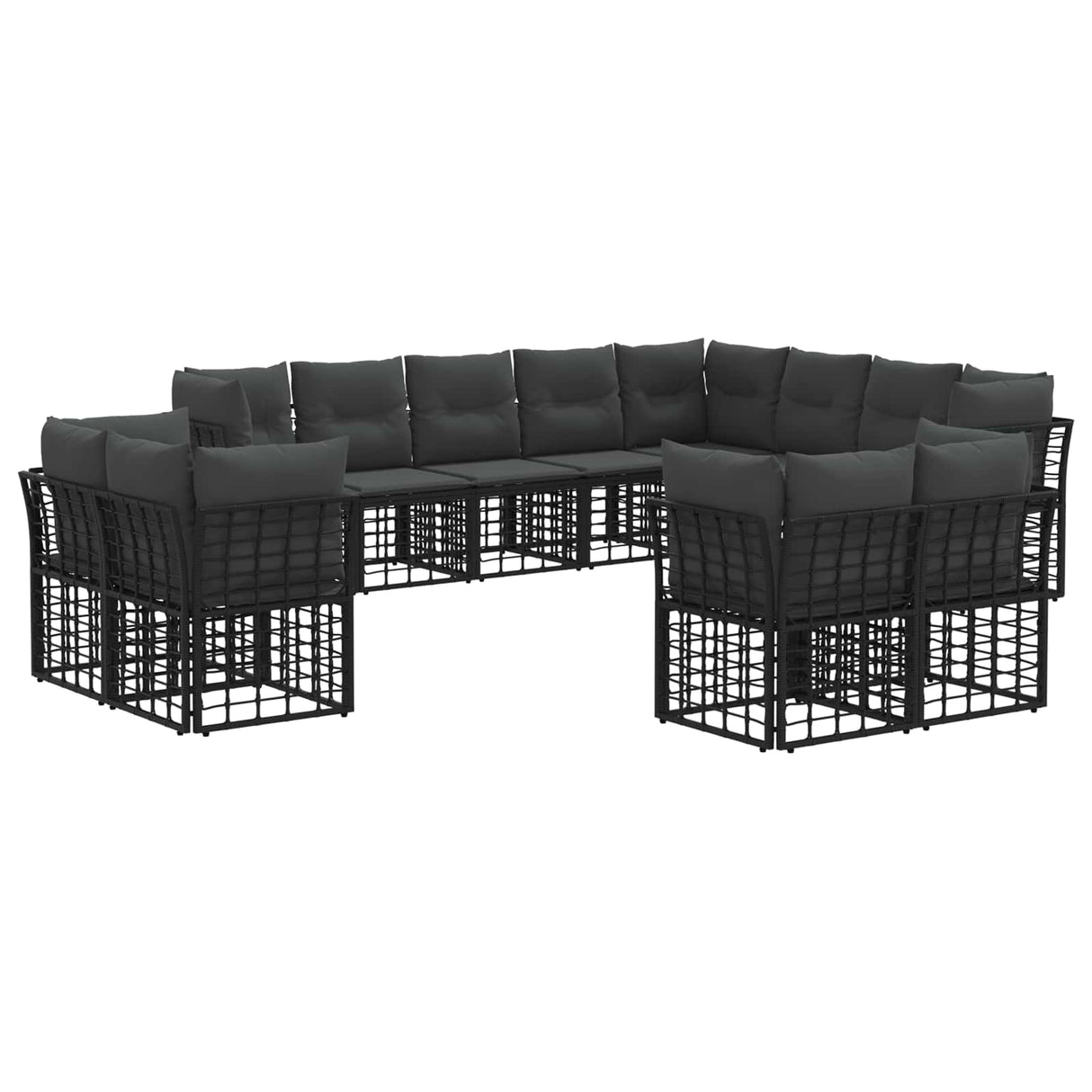 vidaXL Outdoor Sofa Set Black and Dark Grey Polyester