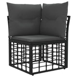 vidaXL Outdoor Sofa Set Black and Dark Grey Polyester