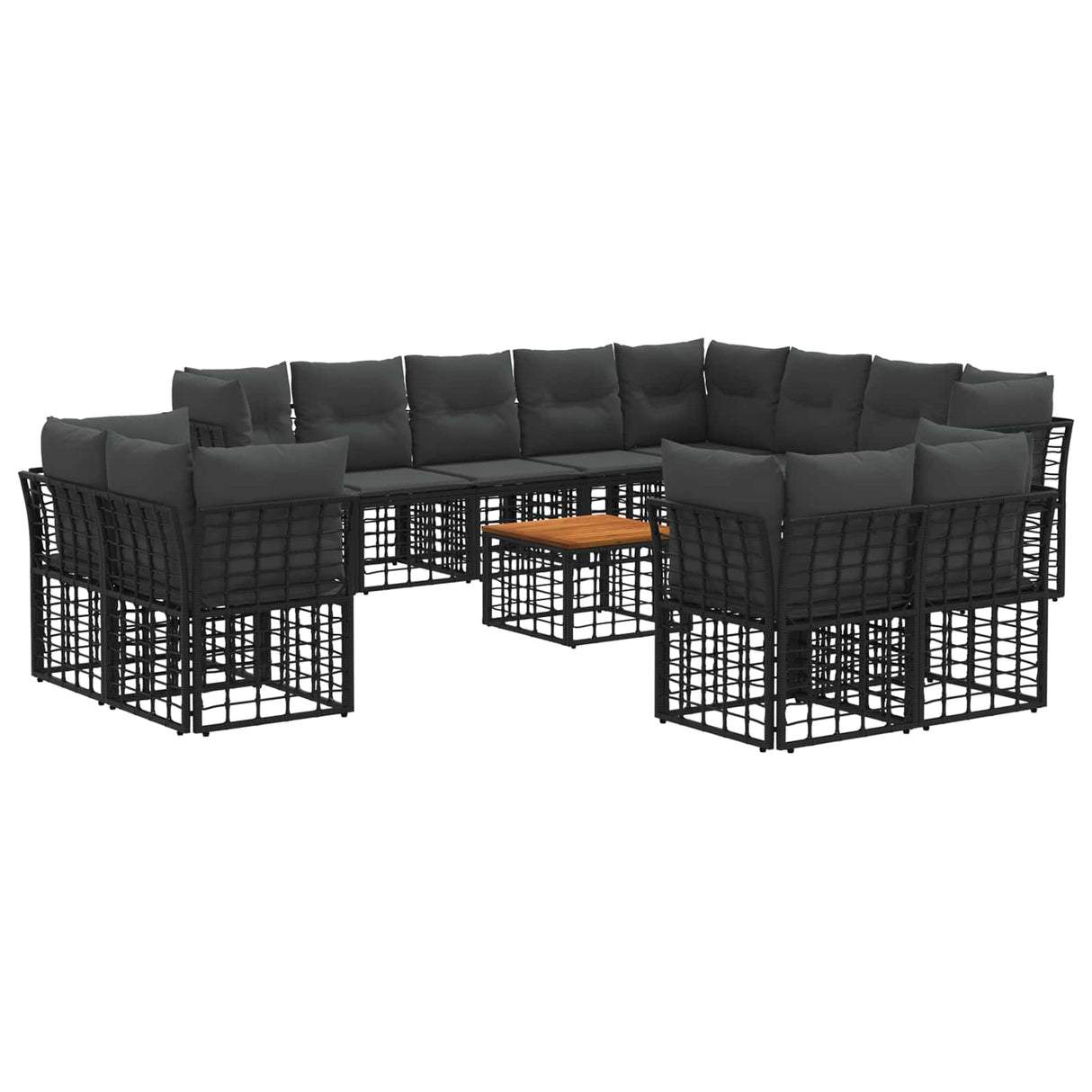 vidaXL Outdoor Sofa Set Black and Dark Grey Polyester