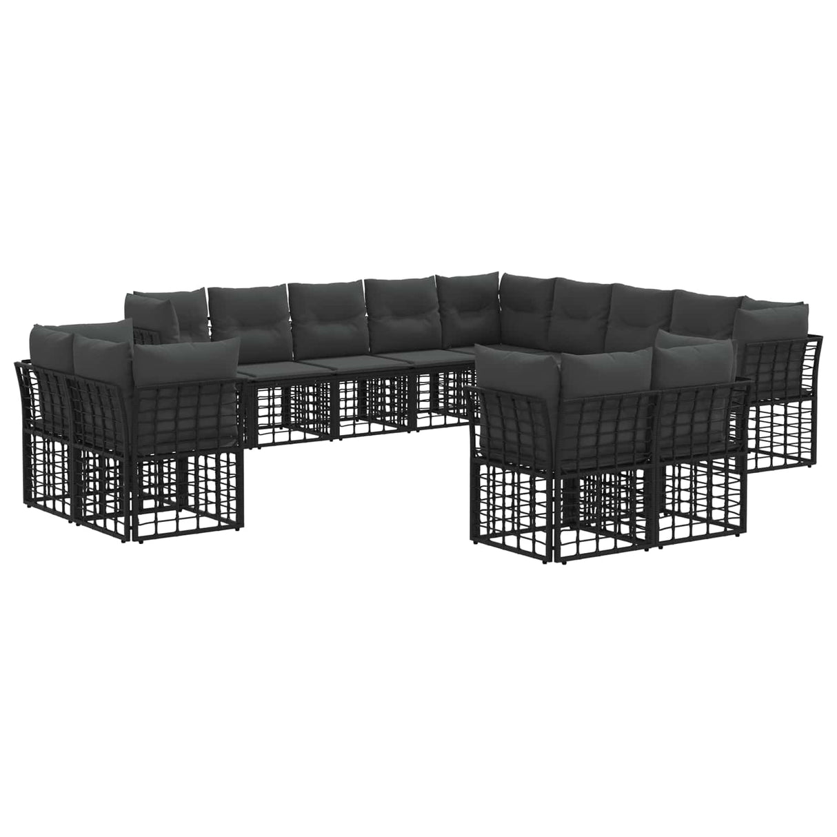 vidaXL Outdoor Sofa Set Black and Dark Grey Polyester