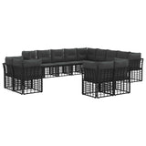 vidaXL Outdoor Sofa Set Black and Dark Grey Polyester