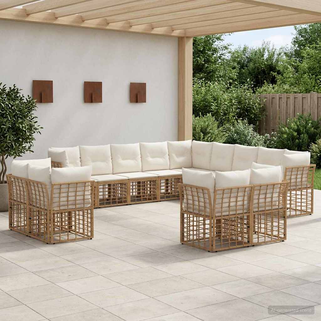 vidaXL Outdoor Sofa Set Black and Dark Grey Polyester
