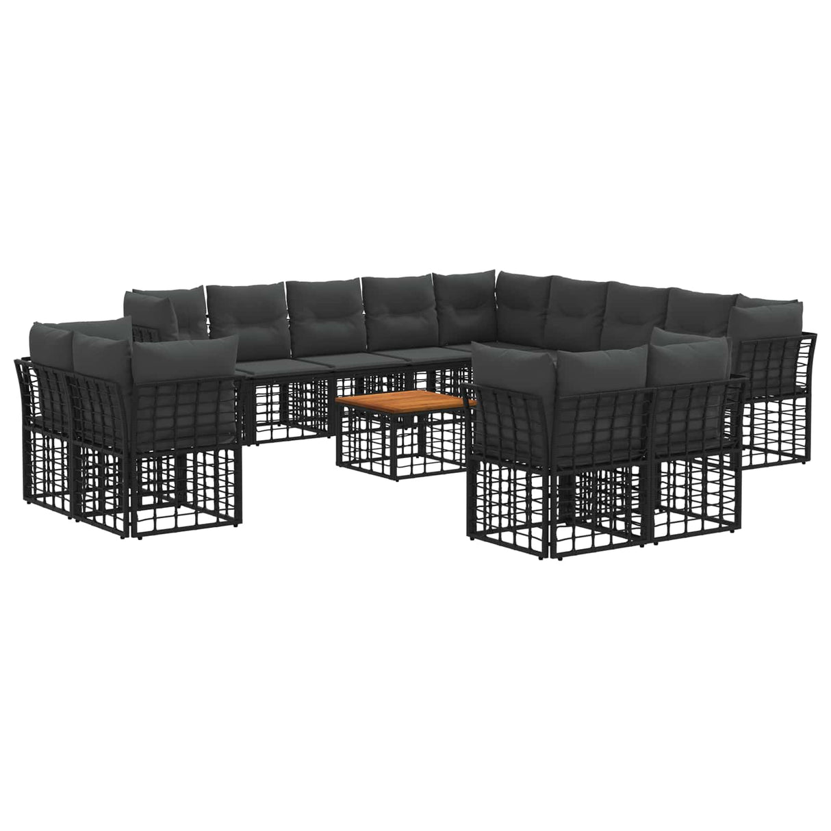 vidaXL Outdoor Sofa Set Black and Dark Grey Polyester