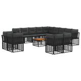 vidaXL Outdoor Sofa Set Black and Dark Grey Polyester