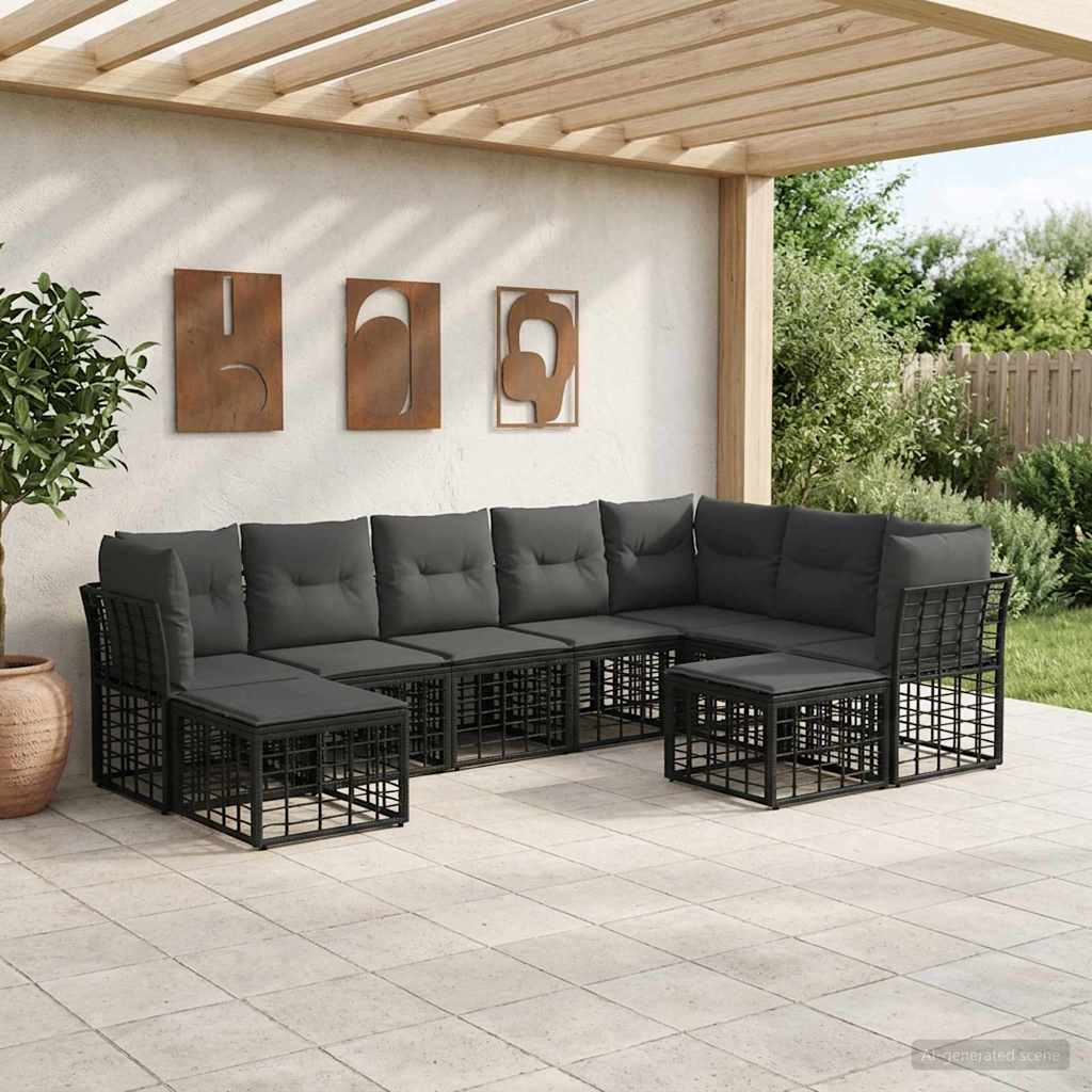 vidaXL Buiten bank set Zwart en Donker Grijs Polyester