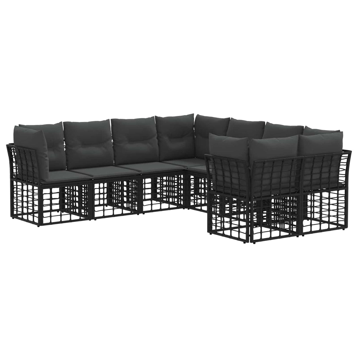 vidaXL Outdoor Lounge Set 8 pcs Black and Dark Grey Polyester