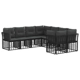 vidaXL Outdoor Lounge Set 8 pcs Black and Dark Grey Polyester