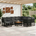 vidaXL Buiten bank set 11 st Zwart en Donker Grijs poly rattan