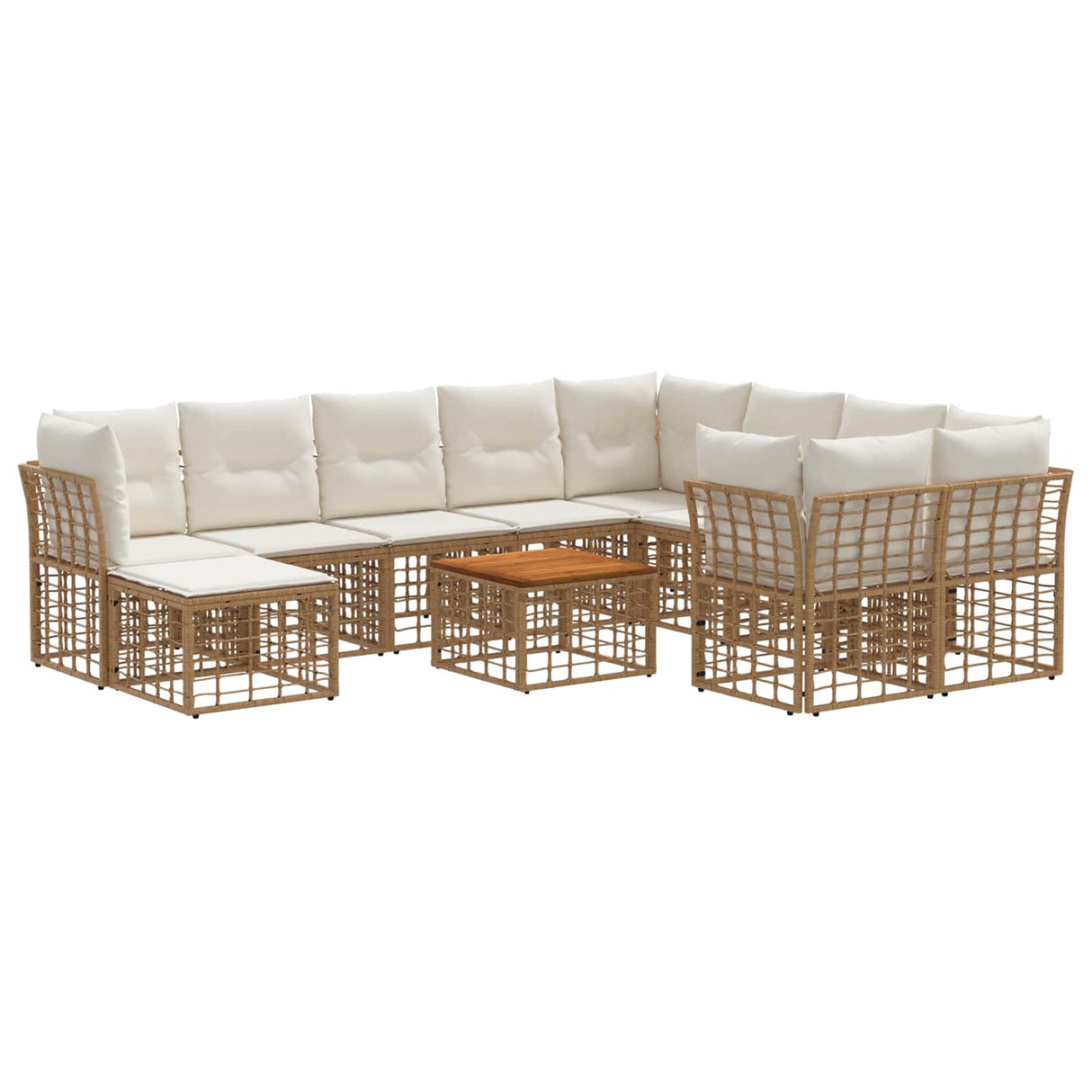 vidaXL Buiten bank set 11 st Zwart en Donker Grijs poly rattan