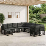 vidaXL Outdoor Sofa Set 11 pcs Black and Dark Grey Polyester