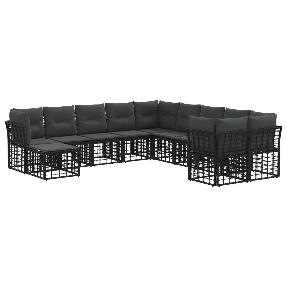vidaXL Outdoor Sofa Set 11 pcs Black and Dark Grey Polyester