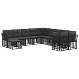 vidaXL Outdoor Sofa Set 11 pcs Black and Dark Grey Polyester