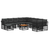 vidaXL Outdoor Sofa Set 11 pcs Black and Dark Grey Polyester