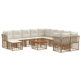 vidaXL Outdoor Sofa Set 11 pcs Black and Dark Grey Polyester