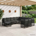 vidaXL Outdoor Sofa Set 12 pcs Black and Dark Grey Polyester