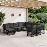 vidaXL Outdoor Sofa Set 12 pcs Black and Dark Grey Polyester