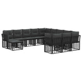 vidaXL Outdoor Sofa Set 12 pcs Black and Dark Grey Polyester