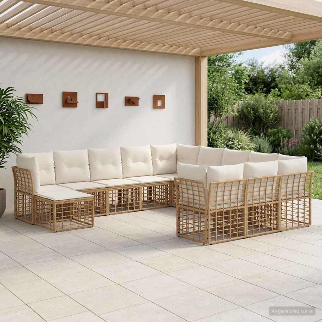 vidaXL Outdoor Sofa Set 12 pcs Black and Dark Grey Polyester