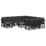 vidaXL Outdoor Sofa Set 12 pcs Black and Dark Grey Polyester