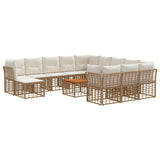 vidaXL Outdoor Sofa Set 12 pcs Black and Dark Grey Polyester