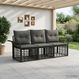 vidaXL Outdoor Sofa Set 3 pcs Black and Dark Grey Polyester