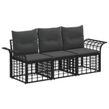 vidaXL Outdoor Sofa Set 3 pcs Black and Dark Grey Polyester
