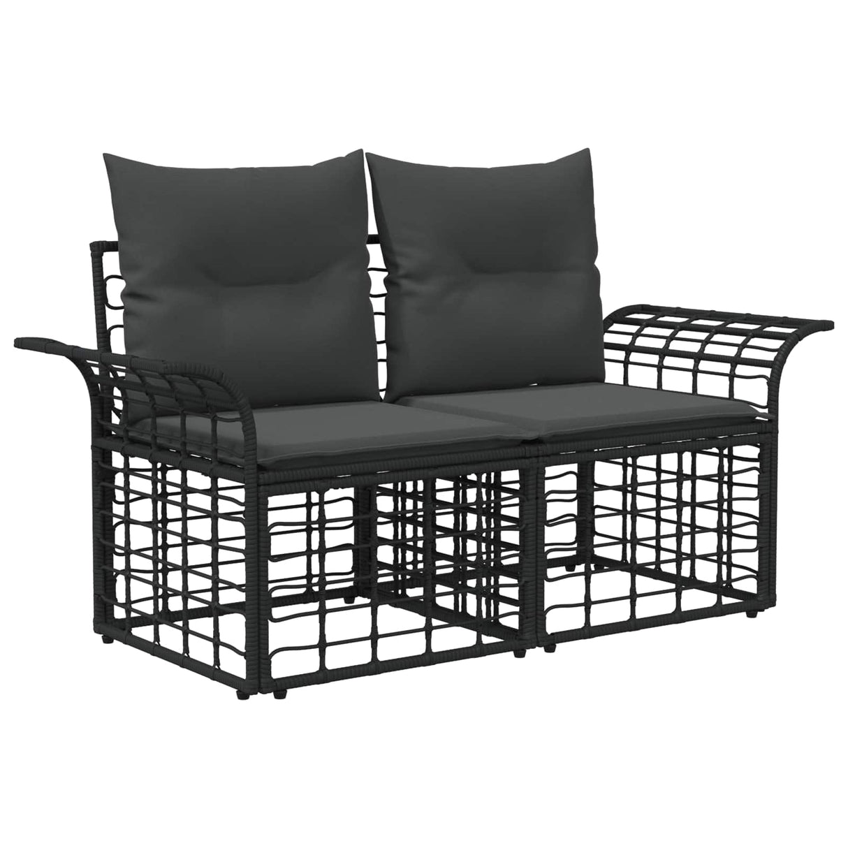 vidaXL Outdoor Sofa Set 3 pcs Black and Dark Grey Polyester