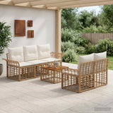 vidaXL Buiten bank set 6 st Zwart en Donker Grijs poly rattan