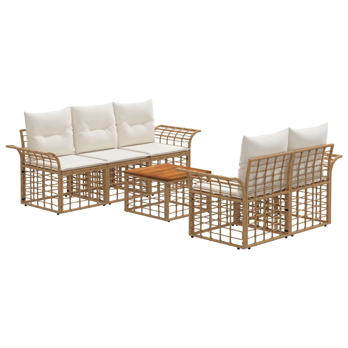 vidaXL Buiten bank set 6 st Zwart en Donker Grijs poly rattan