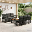 vidaXL Buiten bank set 7 st Zwart en Donker Grijs poly rattan