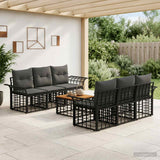 vidaXL Buiten bank set 7 st Zwart en Donker Grijs poly rattan