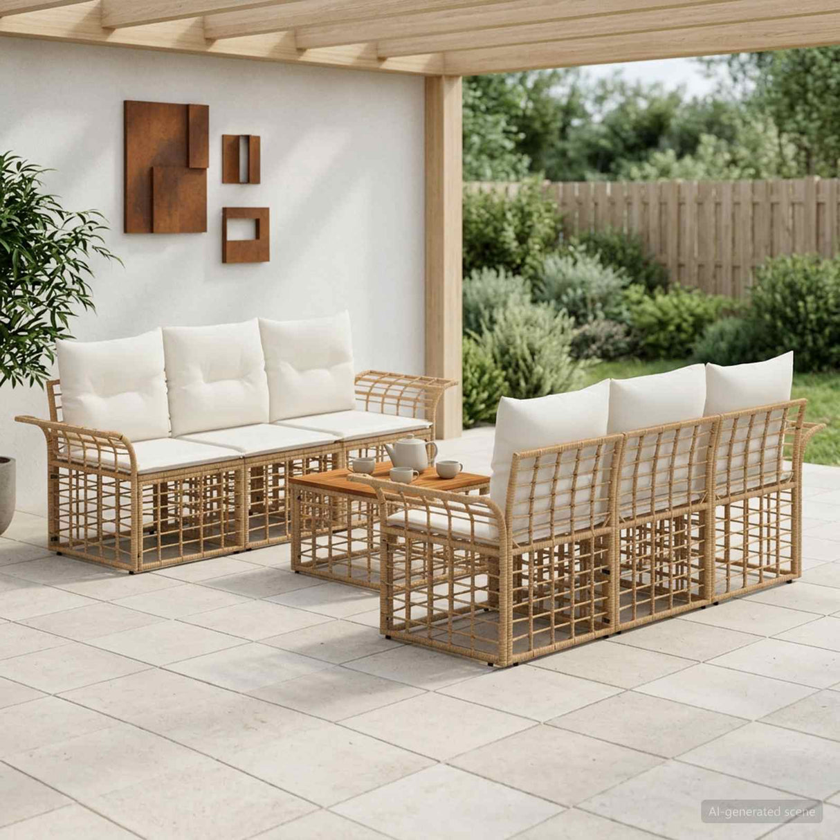 vidaXL Buiten bank set 7 st Zwart en Donker Grijs poly rattan