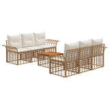 vidaXL Buiten bank set 7 st Zwart en Donker Grijs poly rattan