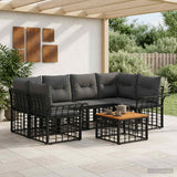 vidaXL Buiten bank set 7 st Zwart en Donker Grijs poly rattan