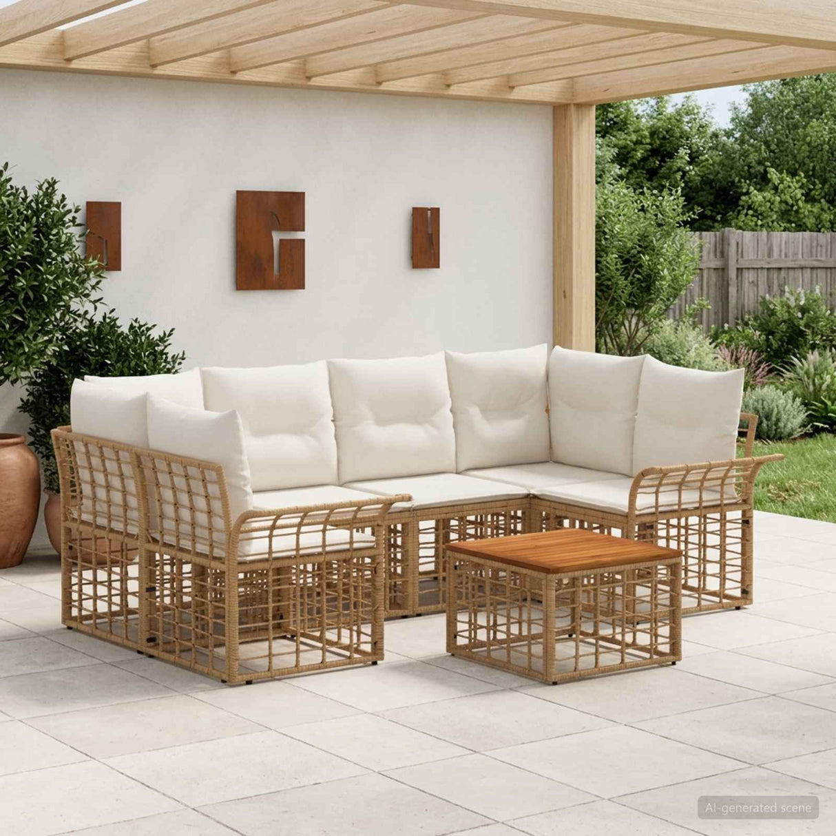 vidaXL Buiten bank set 7 st Zwart en Donker Grijs poly rattan