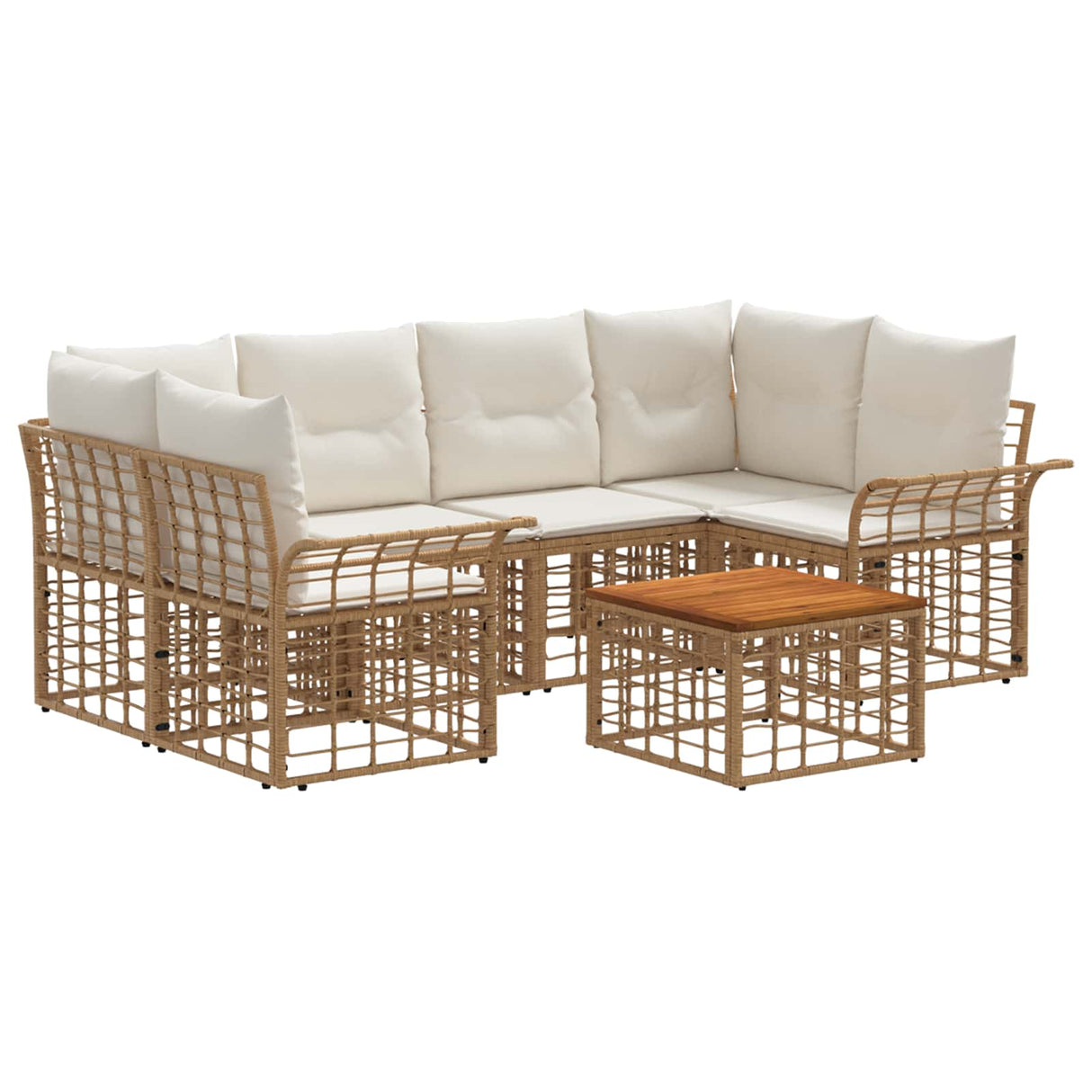 vidaXL Buiten bank set 7 st Zwart en Donker Grijs poly rattan