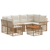 vidaXL Buiten bank set 7 st Zwart en Donker Grijs poly rattan