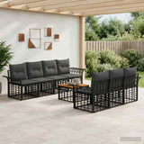vidaXL Buiten bank set 8 st Zwart en Donker Grijs poly rattan