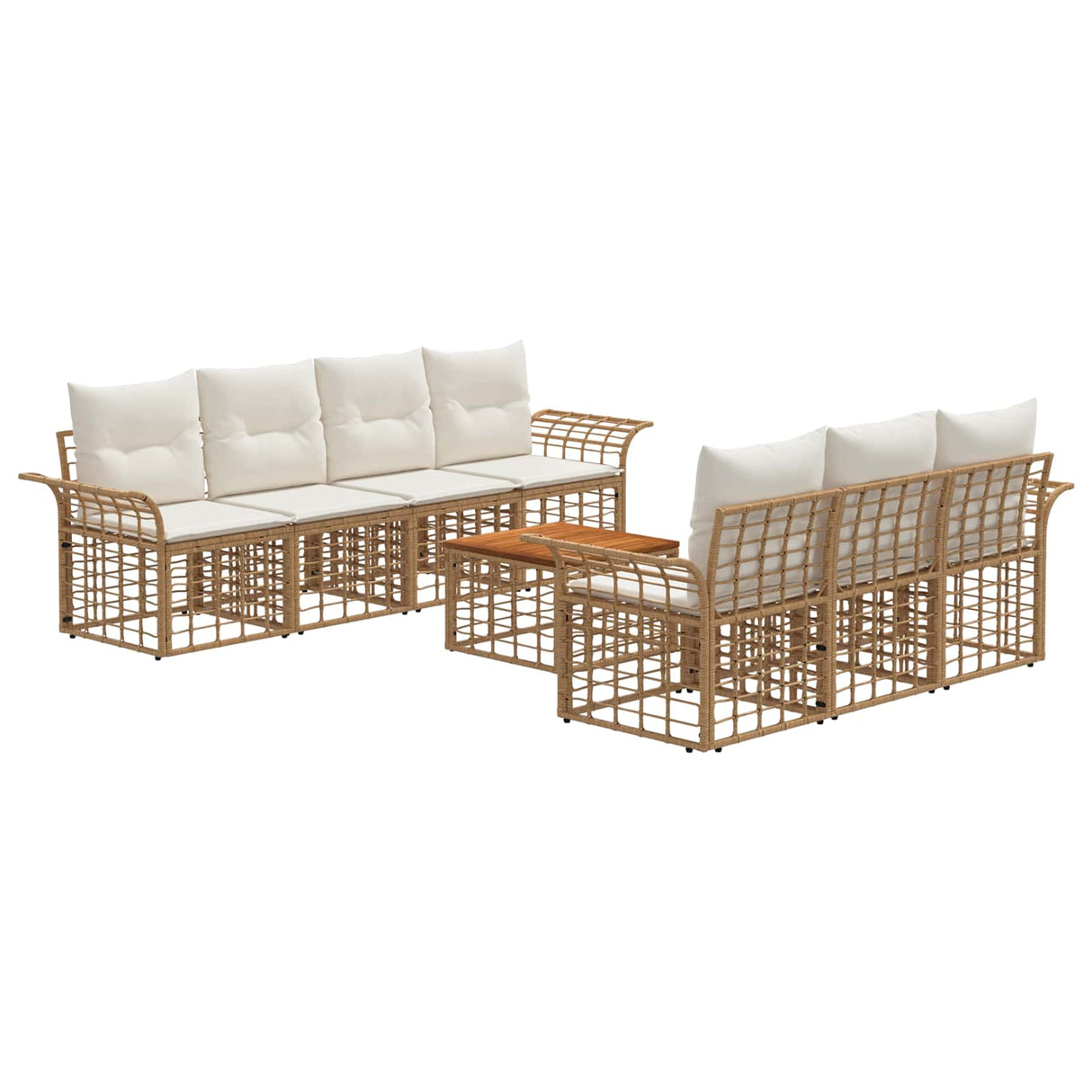 vidaXL Buiten bank set 8 st Zwart en Donker Grijs poly rattan