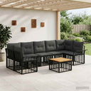 vidaXL Buiten bank set 8 st Zwart en Donker Grijs poly rattan