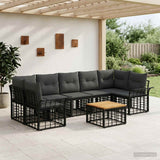 vidaXL Buiten bank set 8 st Zwart en Donker Grijs poly rattan