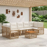 vidaXL Buiten bank set 8 st Zwart en Donker Grijs poly rattan