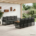 vidaXL Buiten bank set 9 st Zwart en Donker Grijs poly rattan