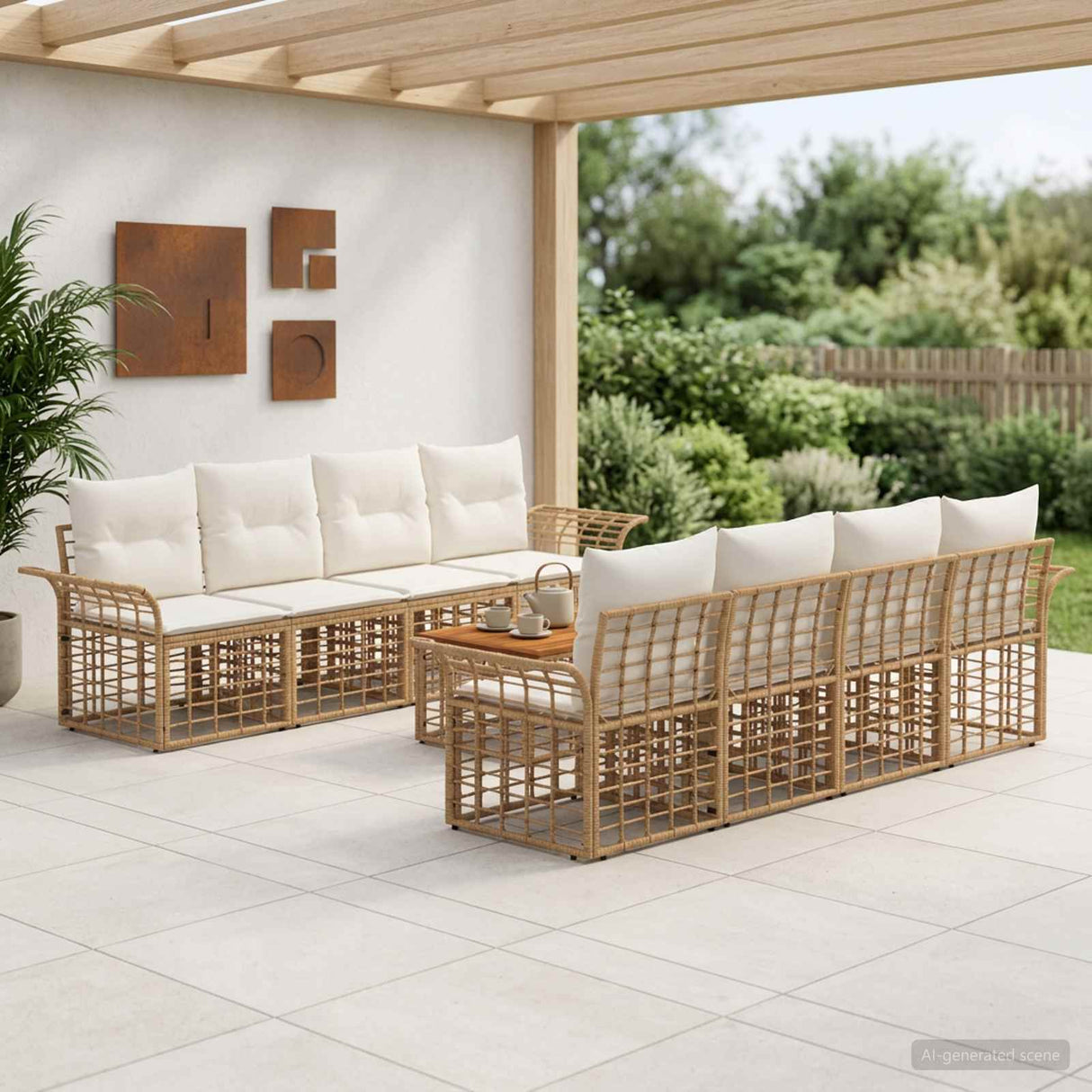 vidaXL Buiten bank set 9 st Zwart en Donker Grijs poly rattan