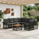 vidaXL Buiten bank set 9 st Zwart en Donker Grijs poly rattan